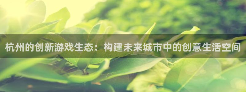 恩佐娱乐登陆：杭州的创新游戏生态：构建未来城市中的创意生活空